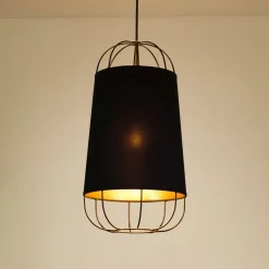 Duolla Hengelampe Lantern small, tekstil, metall, svart| Pendellamper