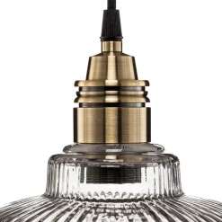 Euluna Hengelampe Leana, glass klart, 1 lyskilde, gammel messing Best