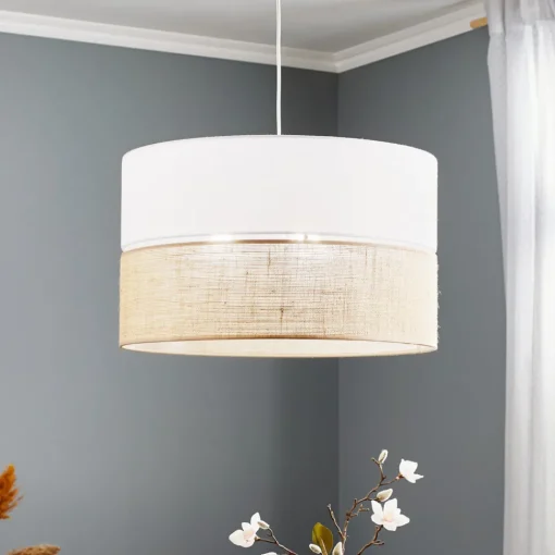 TK Lighting Hengelampe Linobianco med jute Outlet