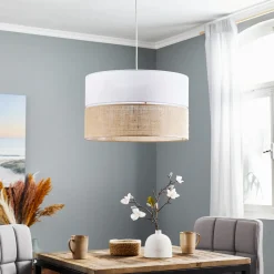 TK Lighting Hengelampe Linobianco med jute Outlet