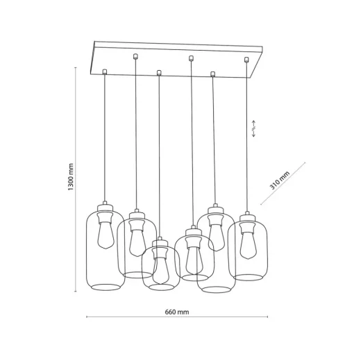 TK Lighting Hengelampe Marco Brown, 6 lyskilder, klar/brun Discount