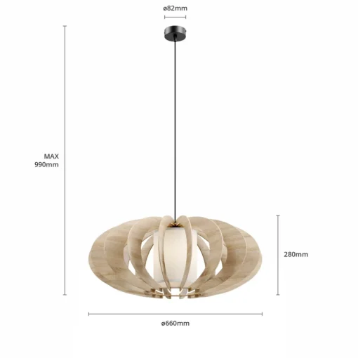 SIGMA Hengelampe Modern A L med trelameller, Ø 60 cm New