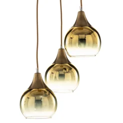 Eko-Light Hengelampe Monte, 3 lyskilder, rund, gull