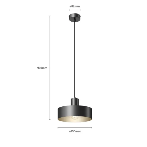 SIGMA Hengelampe Rif i metall, svart, Ø 25 cm