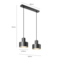 SIGMA Hengelampe Rif, lineær med 2 lyskilder, svart