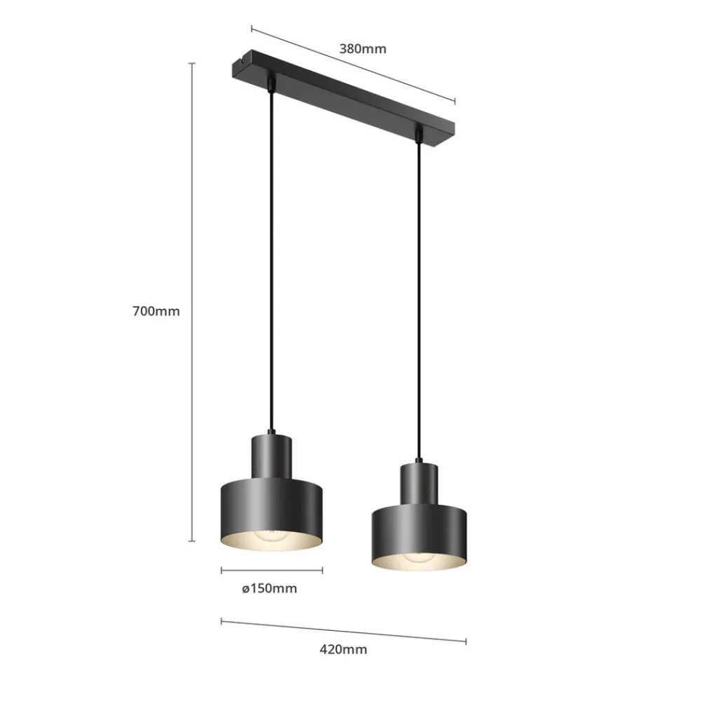SIGMA Hengelampe Rif, lineær med 2 lyskilder, svart