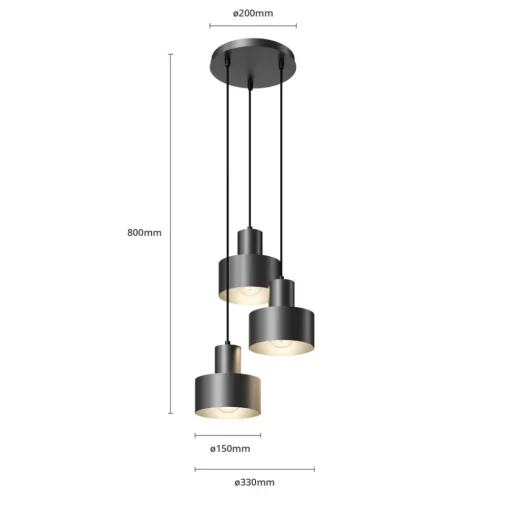 SIGMA Hengelampe Rif, rund med 3 lyskilder, svart New