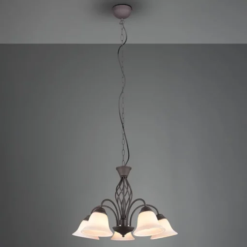 Trio Lighting Hengelampe Rustica, rustfarget, 5 lyskilder| Pendellamper