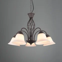 Trio Lighting Hengelampe Rustica, rustfarget, 5 lyskilder| Pendellamper