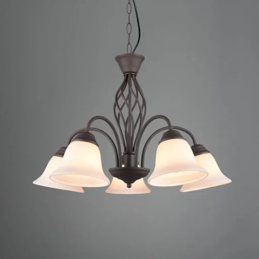 Trio Lighting Hengelampe Rustica, rustfarget, 5 lyskilder| Pendellamper