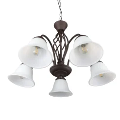 Trio Lighting Hengelampe Rustica, rustfarget, 5 lyskilder| Pendellamper