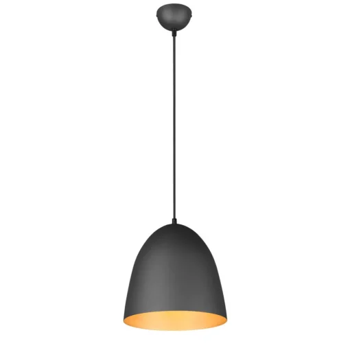 Reality Leuchten Hengelampe Tilda, 1 lyskilde, svart/gull, Ø 25 cm Clearance