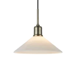 Markslöjd Hengelampe Vela, hvit/gammel messing, glass/jern Ø 25 cm plugg| Pendellamper