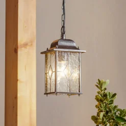 Elstead Hengelampe Wexford WX9, IP23, svart-sølv, metall, glass Clearance
