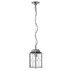 Elstead Hengelampe Wexford WX9, IP23, svart-sølv, metall, glass Clearance