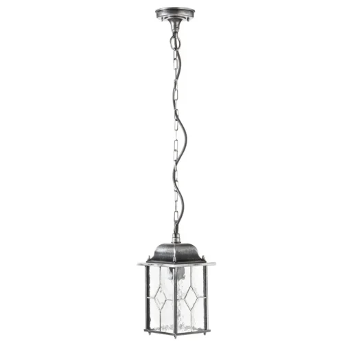 Elstead Hengelampe Wexford WX9, IP23, svart-sølv, metall, glass Clearance