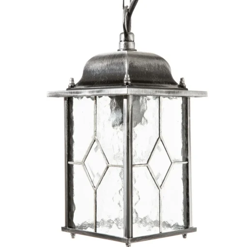 Elstead Hengelampe Wexford WX9, IP23, svart-sølv, metall, glass Clearance