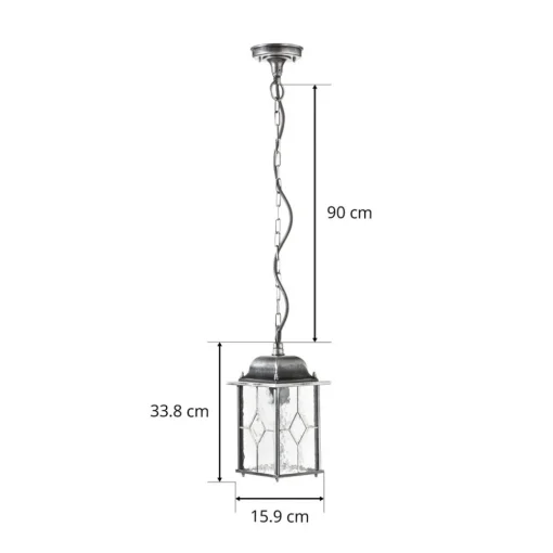 Elstead Hengelampe Wexford WX9, IP23, svart-sølv, metall, glass Clearance