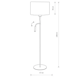 Nowodvorski Lighting Hotel Plus gulvlampe med leselampe, hvit Hot