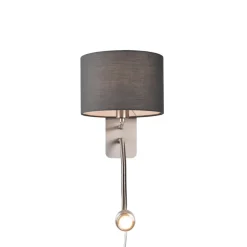 Trio Lighting Hotellvegglampe med LED-leselampe, rund, grå| Vegglamper
