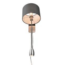 Trio Lighting Hotellvegglampe med LED-leselampe, rund, grå| Vegglamper