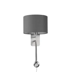 Trio Lighting Hotellvegglampe med LED-leselampe, rund, grå| Vegglamper