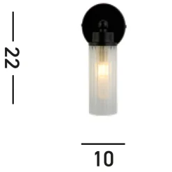 Searchlight Imperial vegglampe, svart, 1 lyskilde, stål, glass, IP44 Best