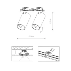 Nowodvorski Lighting Innbygget takspot Mono Surface II, 2 lyskilder, hvit, GU10 Clearance