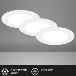 Briloner Innfellingslampe Jeft, Ø12 cm, hvit, sett med 3 stk, av/på, stiv Discount