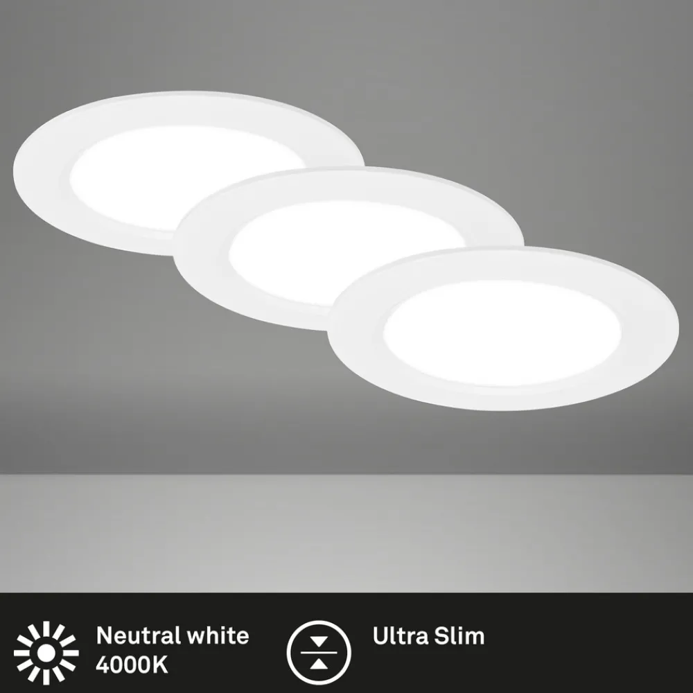 Briloner Innfellingslampe Jeft, Ø12 cm, hvit, sett med 3 stk, av/på, stiv Discount