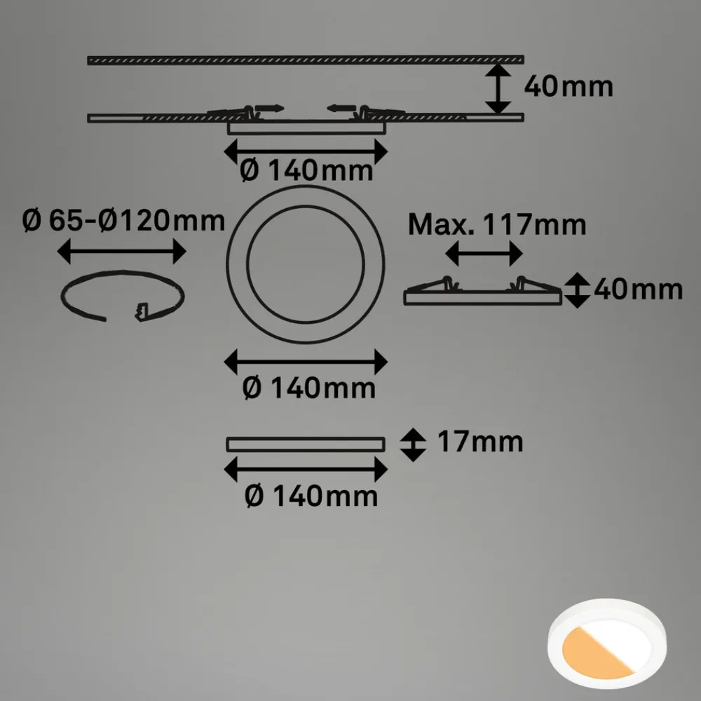 Briloner Innfelt LED-belysning 7609 3 000K/4 000K Ø 14 cm Clearance