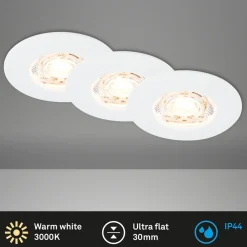 Briloner Innfelt LED-takspot Kulana Mini IP44 3stk hvit Clearance