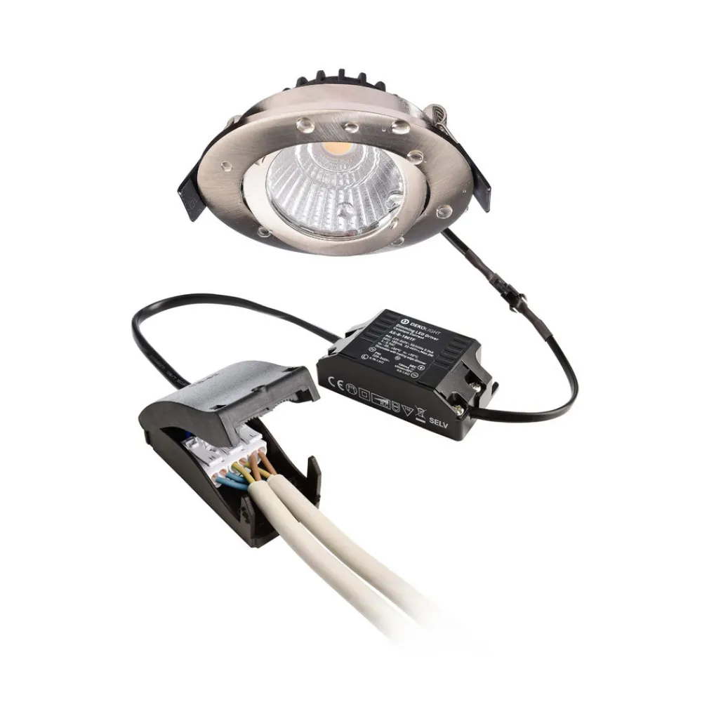 Deko-Light Innfelt taklampe Dione, IP44, 2700 K, nikkel, dimbar Best