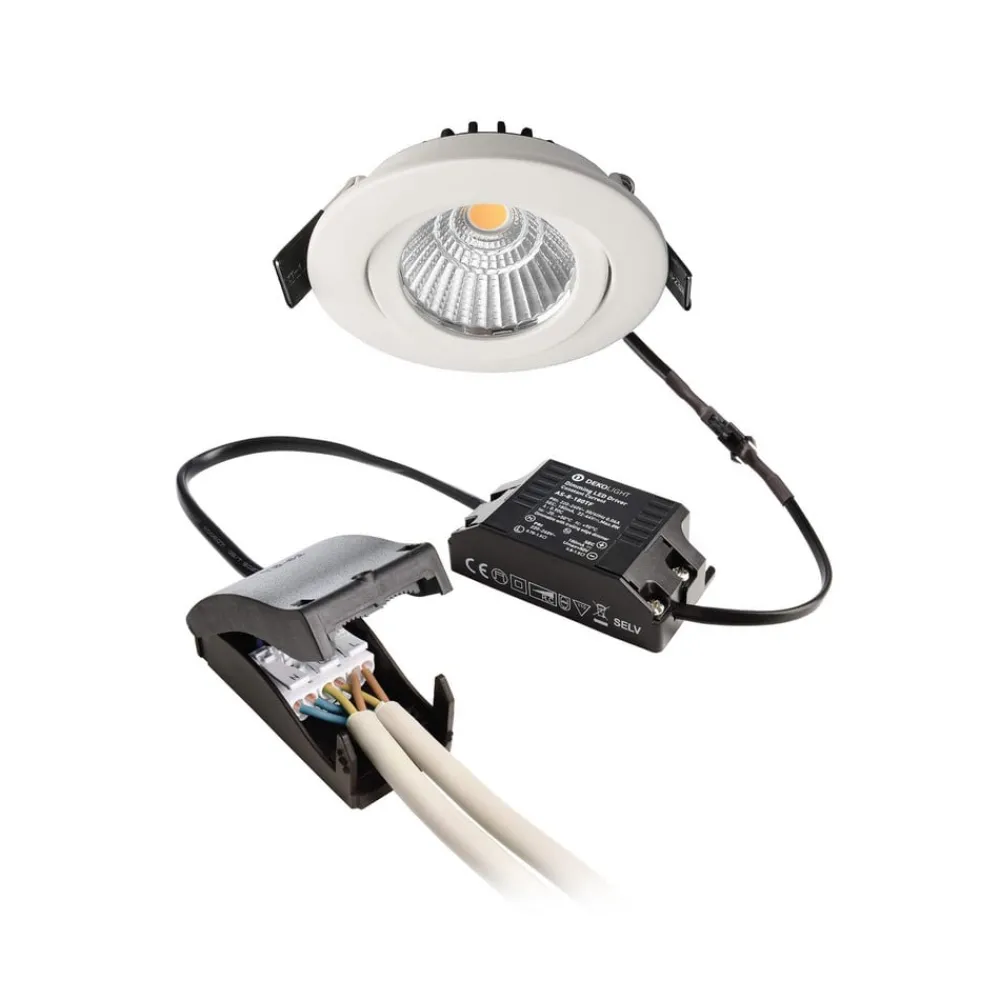 Deko-Light Innfelt taklampe Dione, IP44, hvit, dimbar til varm| Butikkbelysning|Downlights