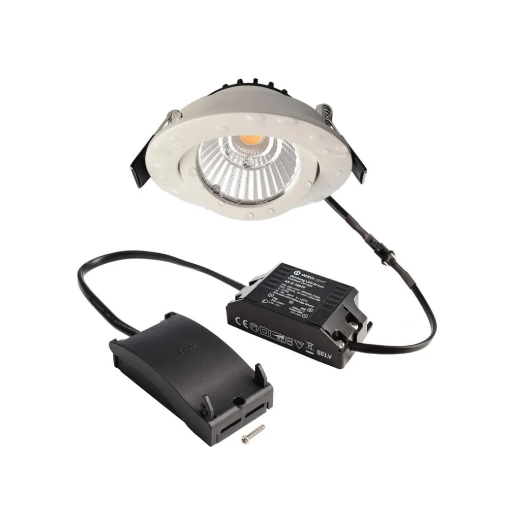 Deko-Light Innfelt taklampe Dione, IP44, 2700 K, hvit, dimbar| Butikkbelysning|Downlights
