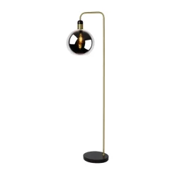 Lucide Julius gulvlampe med marmorsokkel, svart/gull| Gulvlamper