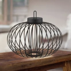 JUST LIGHT. Akuba LED-bordlampe svart 37 cm bambus| Led-Utendørs|Bordlamper