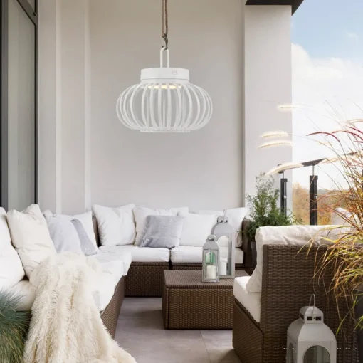 JUST LIGHT. GmbH JUST LIGHT. Akuba LED-bordlampe, hvit, 22 cm, bambus| Dekorasjonsbelysning|Led-Utendørs