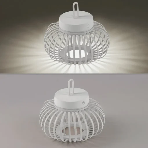 JUST LIGHT. GmbH JUST LIGHT. Akuba LED-bordlampe, hvit, 22 cm, bambus| Dekorasjonsbelysning|Led-Utendørs