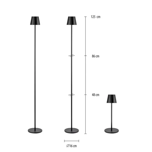 JUST LIGHT. GmbH JUST LIGHT. Euria LED-gulvlampe, svart, jern, IP54 Hot