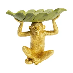 KARE Banana Leaf dekorativ skål, gull/grønn, håndmalt| Møbel Og Interiør