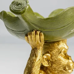 KARE Banana Leaf dekorativ skål, gull/grønn, håndmalt| Møbel Og Interiør