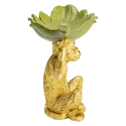 KARE Banana Leaf dekorativ skål, gull/grønn, håndmalt| Møbel Og Interiør