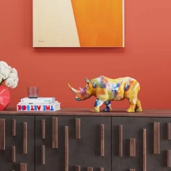 KARE dekorativ figur Coloured Rhino, polyresin, fargerikt trykk Discount