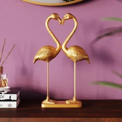 KARE dekorativ figur Flamingo Love, gullfarget, høyde 39 cm| Møbel Og Interiør