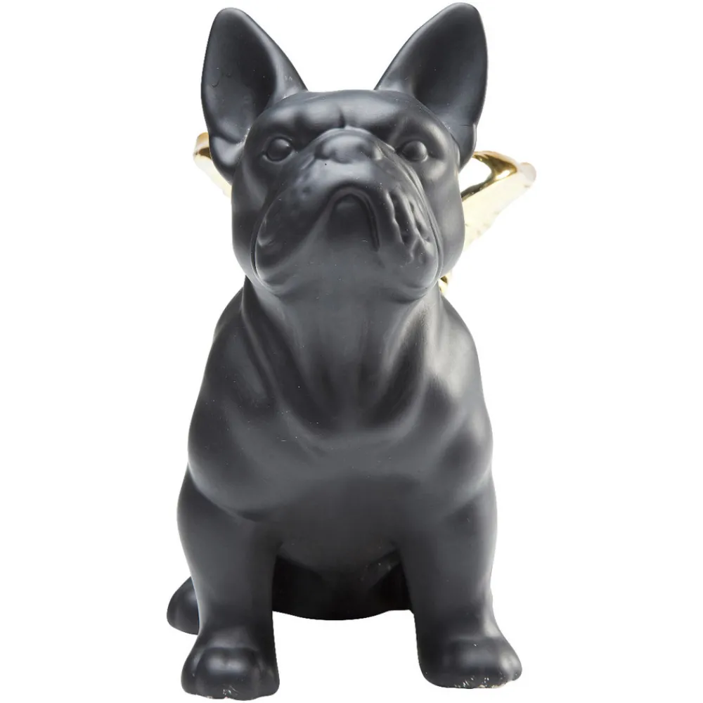 KARE dekorativ figur Sittende engelhund, svart/gull, steintøy Clearance