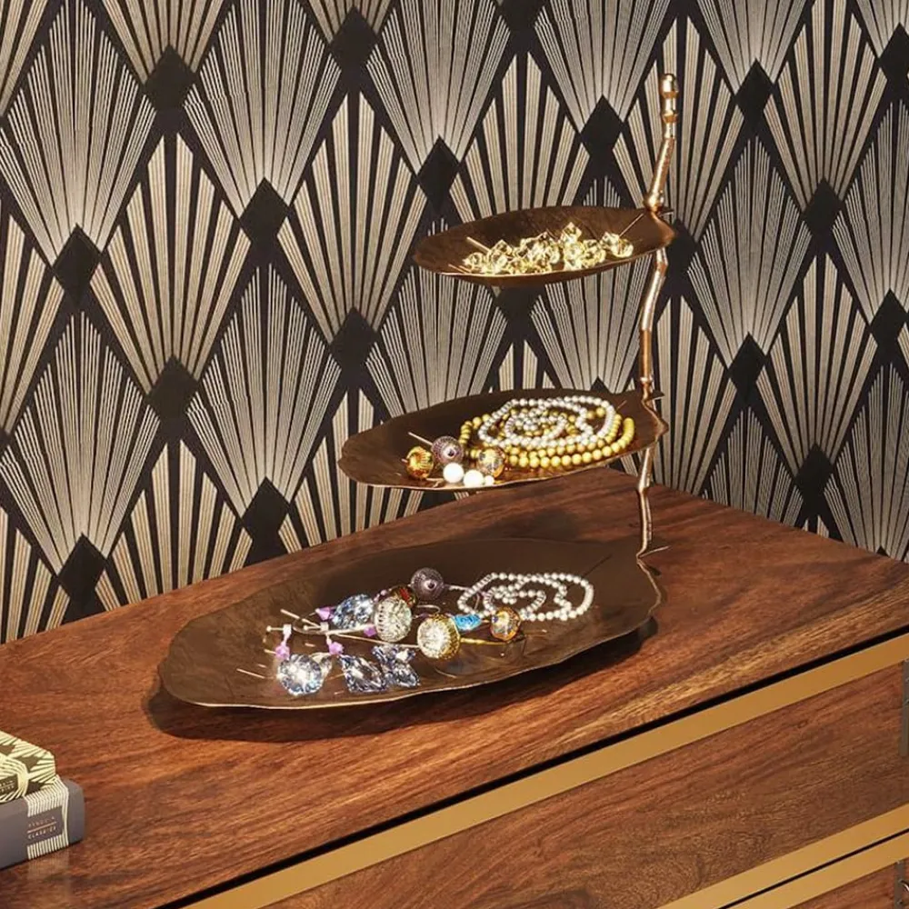 KARE Etagere Leaf, aluminium, messingbelagt, h 46 cm| Møbel Og Interiør