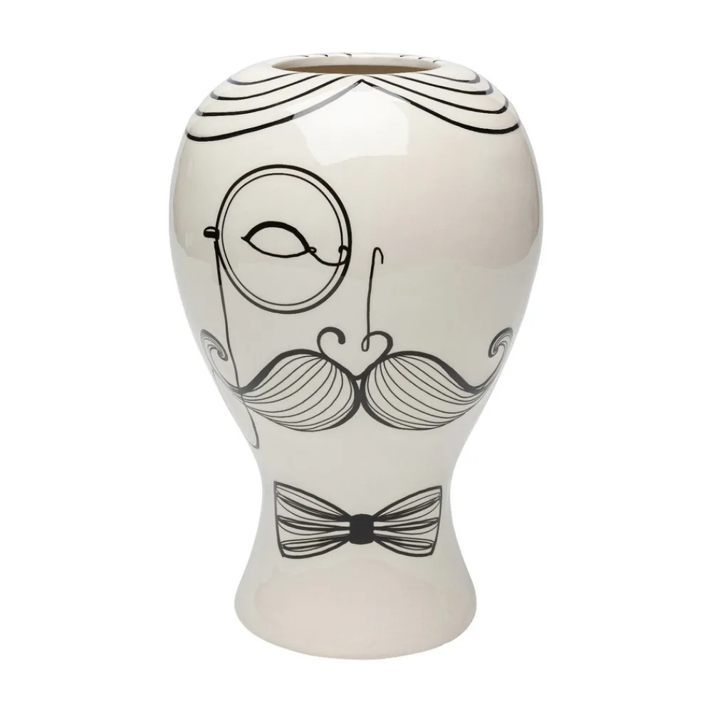 KARE Favola Men vase, høyde 30 cm, keramikk, svart/hvit