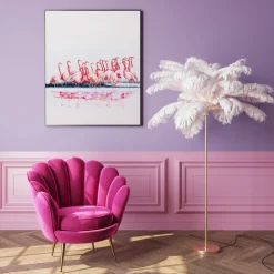 KARE Feather Palm gulvlampe med fjær, hvit Online