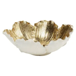 KARE Flower Bloom dekorativ skål, krem/gull, håndlaget| Møbel Og Interiør